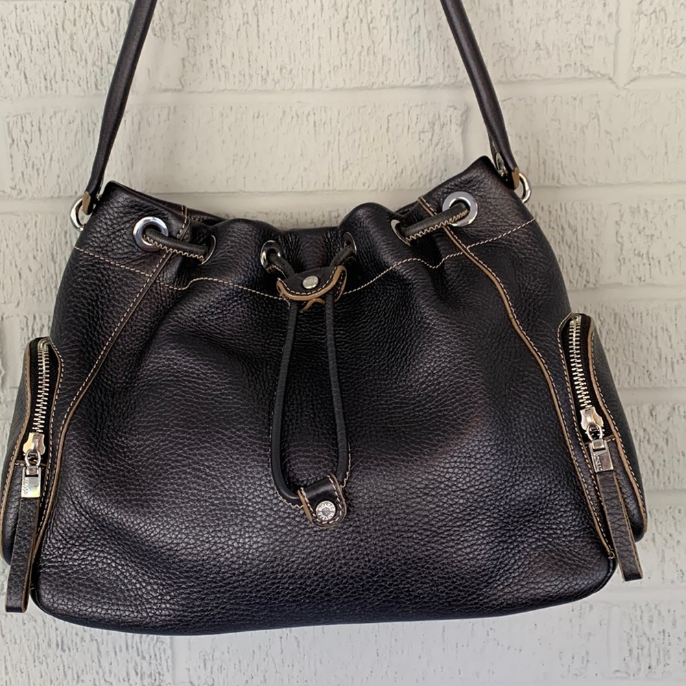 Monsac Original Leather Black Shoulder Bag